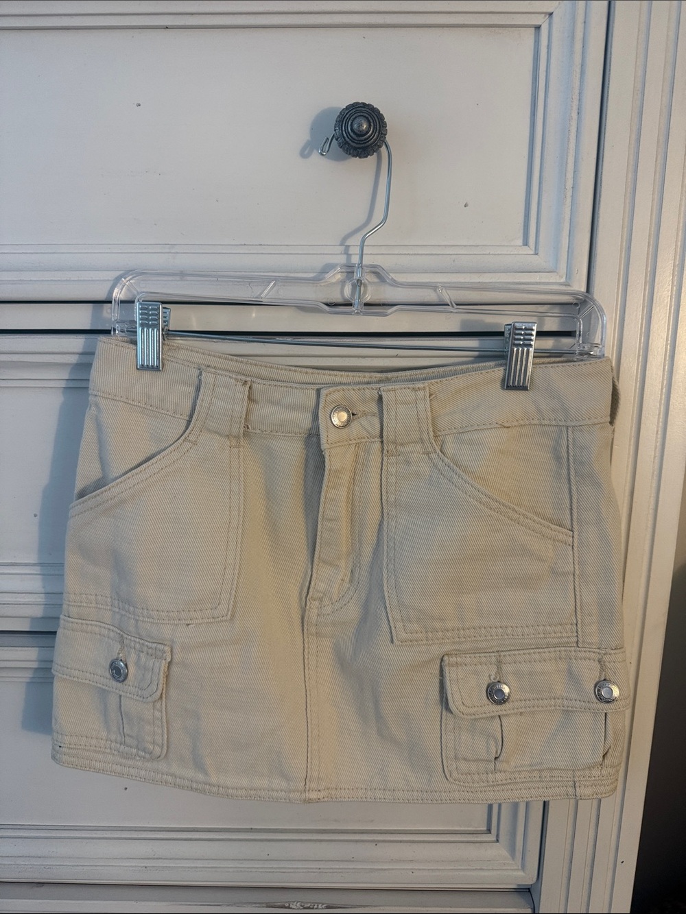 Beige Cargo Pocket Mini Skirt